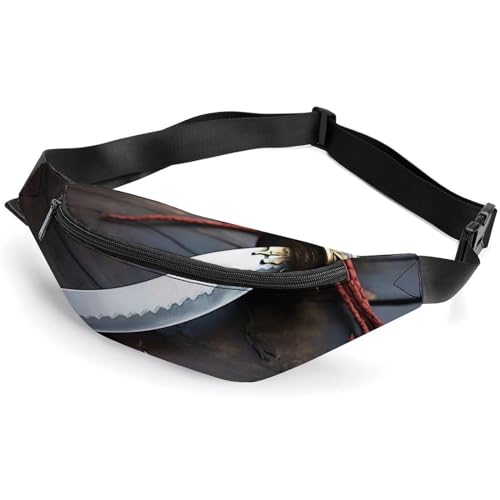 Fanny Packs Messer auf dem Boden bedruckte Crossbody Taschen überall Gürteltasche Crossbody Hüfttaschen Kleine Tragetasche zum Wandern Laufen Reisen Radfahren, Stil, 36 * 15 cm, Hüfttaschen, Stil, 36 von LYHVSFZQ
