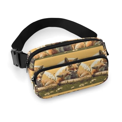 Fanny Packs Zwei Fox Animal Printed Crossbody Taschen für Frauen Crossbody für Reisen und Sport, Stil, 20x13cm, Fanny Packs, Stil, 20x13cm, Hüfttaschen, Stil, 20x13cm, Hüfttaschen von LYHVSFZQ