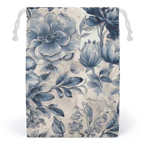LYHVSFZQ Aufbewahrungstasche Make-up Tasche Spielzeug Tasche Wiederverwendbare Taschen Kulturbeutel Blau Blume Muster Gedruckt Organizer Multifunktionale Faltbare Ditty Bag Reisetasche, stil, 12*18cm von LYHVSFZQ