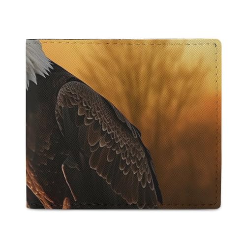 LYHVSFZQ Brieftasche Kartenhalter Gold Sonnenuntergang Bald Adler Gedruckt Geldbörse Herren Brieftasche Ideal für Arbeit Reisen Und Täglichen Gebrauch, Stil, One Size, Lässig, Stil, One Size, Casual von LYHVSFZQ