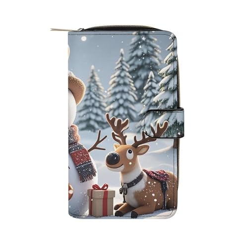 LYHVSFZQ Geldbörse für Männer Brieftasche Kartenhalter mit Reißverschluss Schneemann Elch Geschenk bedruckte Brieftasche für den täglichen Gebrauch und Urlaubsgeschenke, Stil, 19.7 * 11 * 3.5cm, Style von LYHVSFZQ