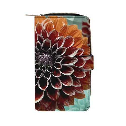 LYHVSFZQ Geldbörse für Männer Geldbörse Kartenhalter mit Reißverschluss Dahlie Blume bedruckte Geldbörse für den täglichen Gebrauch und Urlaubsgeschenke, Stil, 19.7 x 11 x 3.5 cm, Stil, 19.7x11x3.5cm von LYHVSFZQ