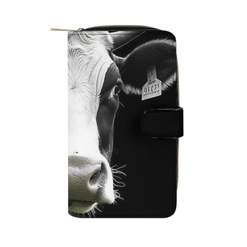 LYHVSFZQ Geldbörse für Männer Geldbörse Kartenhalter mit Reißverschluss Tier lustige Kuhkopf bedruckte Brieftasche für den täglichen Gebrauch und Urlaub Geschenke, Stil, 19.7 * 11 * 3.5cm, Style, Stil von LYHVSFZQ