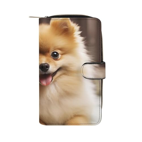 LYHVSFZQ Geldbörse für Männer Geldbörse Kartenhalter mit Reißverschluss niedlichen Pommerschen Hund bedruckte Geldbörse für den täglichen Gebrauch und Urlaubsgeschenke, Stil, 19.7 * 11 * 3.5cm, Style von LYHVSFZQ