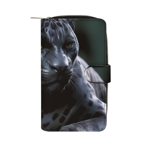 LYHVSFZQ Geldbörse für Männer Geldbörse Kartenhalter mit Reißverschluss schwarzer Panther bedruckte Geldbörse für den täglichen Gebrauch und Urlaubsgeschenke, Stil, 19.7 x 11 x 3.5 cm, Stil von LYHVSFZQ