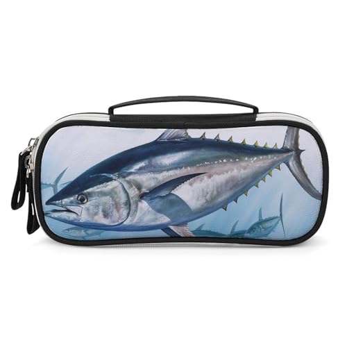 LYHVSFZQ Make-up Tasche Make-up Organizer Reise Roter Thun Tunnus bedruckte Make-up-Tasche mit Doppelreißverschluss Griffe Kosmetiktasche, Stil, One Size, Schminktasche, Stil, Einheitsgröße von LYHVSFZQ