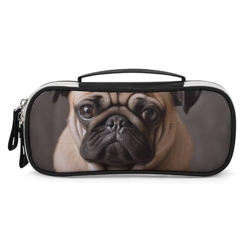 LYHVSFZQ Make-up Tasche Make-up Organizer Reise Tier Mops gedruckt Schminktasche mit Doppelreißverschluss Griffe Kosmetiktasche, Stil, One Size, Schminktasche, Stil, Einheitsgröße, Make-up-Tasche von LYHVSFZQ