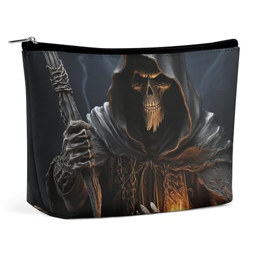 LYHVSFZQ Schminktasche Faltbare Kosmetiktasche Sensenmann Bedruckte Make-up Organizer Reise Kosmetiktasche für Reisen und Alltag Stil One Size Kosmetiktasche Stil One Size Makeup Bag, Stil, One size von LYHVSFZQ