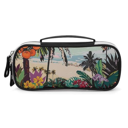 LYHVSFZQ Schminktasche Make-up Organizer Reise Tropisches Blumenmuster Gedruckt Schminktasche Mit Doppelreißverschluss Griffe Kosmetiktasche, Stil, One Size, Schminktasche, Stil, One size, Make-up von LYHVSFZQ