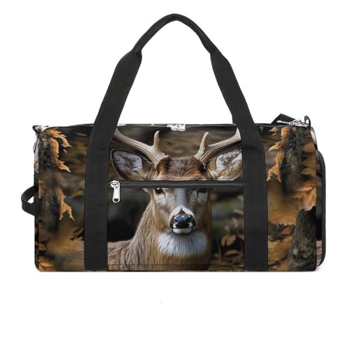 Sporttasche mit Camouflage Hirsch Bedruckte Seesack Yoga Rucksack Seesack Kleine Sporttasche für Männer und Frauen Style One Size Gym Bag Style One Size Sporttasche, Stil, One size, Sporttasche von LYHVSFZQ