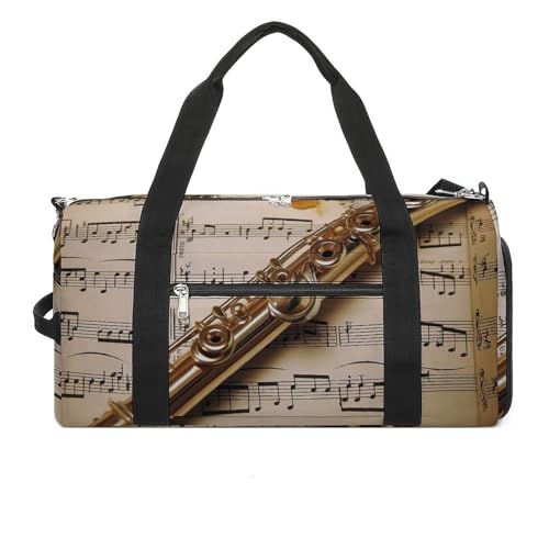 Turnbeutel Flöte Musik gedruckt Duffle Bag Yogatasche Rucksack Seesack klein Turnbeutel für Damen und Herren Stil Einheitsgröße Turnbeutel, Stil:, Einheitsgröße, Turnbeutel von LYHVSFZQ