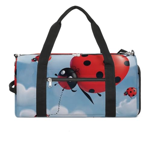 Turnbeutel Marienkäfer und Wolke bedruckt Duffle Bag Yoga Tasche Rucksack Seesack klein Turnbeutel für Damen und Herren Stil Einheitsgröße Turnbeutel, Stil:, Einheitsgröße, Turnbeutel von LYHVSFZQ