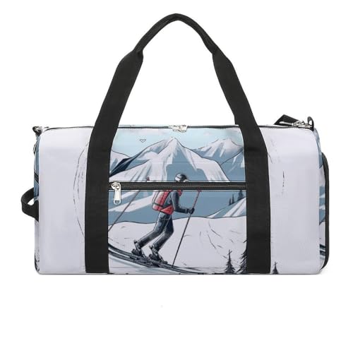 Turnbeutel Ski-Thema bedruckt Seesack Yogatasche Rucksack Seesack klein Turnbeutel für Damen und Herren Stil Einheitsgröße Turnbeutel, Stil:, Einheitsgröße, Turnbeutel von LYHVSFZQ