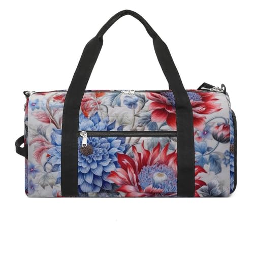 Turnbeutel rot und blau Blumen bedruckt Seesack Yogatasche Rucksack Seesack klein Turnbeutel für Damen und Herren Stil Einheitsgröße Turnbeutel, Stil:, Einheitsgröße, Turnbeutel von LYHVSFZQ