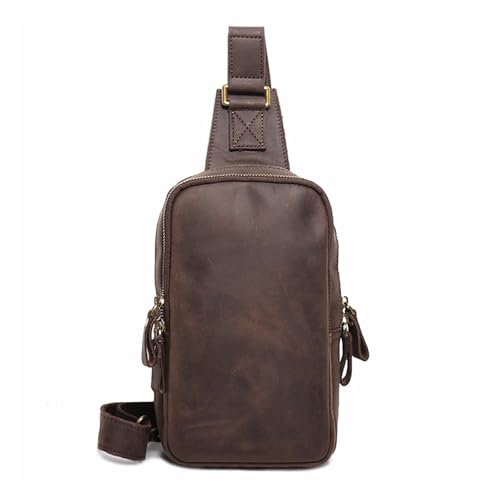 LYHYDMA Brusttasche Männer Brusttasche Reißverschluss Retro Männlich Motorrad Outdoor Lässige und einfache Einzelschultertasche(Deep Coffee) von LYHYDMA
