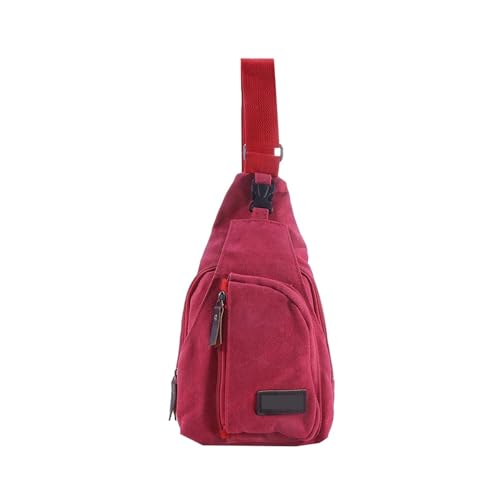 LYHYDMA Brusttasche Männer Schulter Taschen Leinwand Taille Packs Sling Tasche Umhängetasche Outdoor Sport Brust Männlichen Kleine Reise(Red) von LYHYDMA