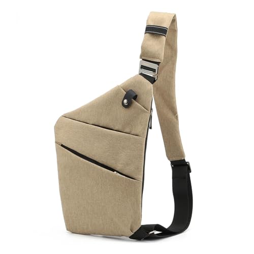 LYHYDMA Brusttasche Reise Persönliche Anti-diebstahl Umhängetasche Mini Cross Body Taschen Männlichen Schulter Sling Tasche Freizeit Anti-Spritzen männer Brust(Khaki,Left Shoulder) von LYHYDMA