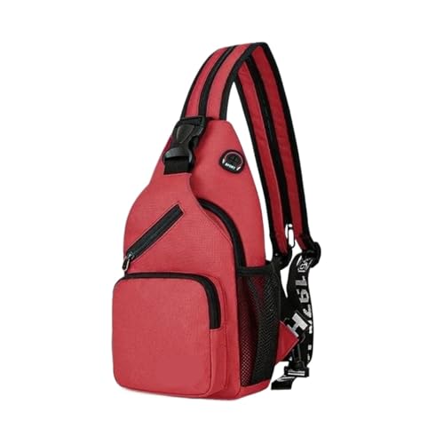 LYHYDMA Brusttasche Umhängetasche Mann Casual Brust Business Männlich Multifunktionale Frauen Rucksack Radfahren Sport Travel Pack(Red) von LYHYDMA