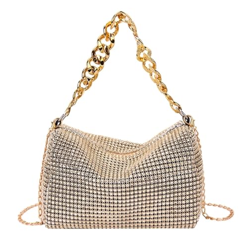 LYHYDMA Tasche mit Strasssteinen Damen Glitzer Abendtasche Strass Umhängetasche Handtasche Unterarmtasche Umhängetasche for Karneval Party Für tägliche Reisen, Partys, Abendpartys(Gold) von LYHYDMA