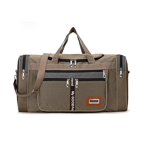 Reisetasche Oxford Reisetasche Handtaschen Große Kapazität Handgepäck Taschen Männer Frauen Schulter Outdoor Tote Wochenende wasserdichte Tasche(Khaki) von LYHYDMA