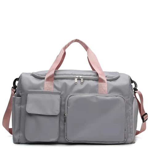 wasserdichte Gym Fitness Yoga Sporttaschen for Frauen Handgepäck Reisetaschen Große Kapazität Weekender Übernachtung Duffle Gepäck Handtasche(Gray) von LYHYDMA