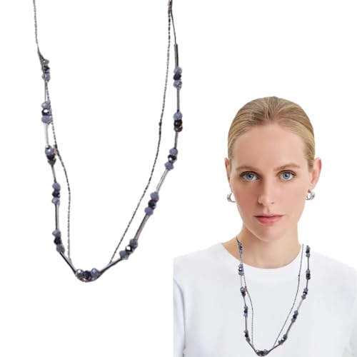 1 Stück Silber Perplen Lang Kette für Damen Boho Statement Chain Halskette Modeschmuck Geburtstagsgeschenke für Frauen,Damen Lange Kette Statement Halskette von LYITZW