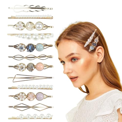 12 Stück Haarnadeln Set Geometrische Haarspangen Bobby Pin Haarspangen Metall Dekorative Haar Styling Schmuck Haarklemmen Zubehör für Mädchen Frauen Hochzeit von LYITZW