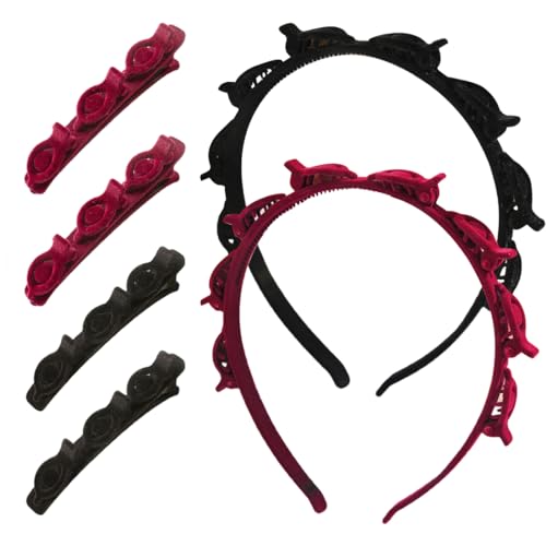 2 Stück Frisurenhilfe Haarreif mit Klammern,4 Stück Haarnadeln,Hairstyle Hairpin,Haarnadeln Friseurbedarf, Stirnband Haarhalter Haarschmuck Haarband,Haarband mit Clips, Twist Clip Stirnband von LYITZW
