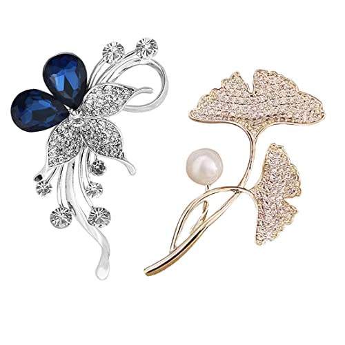 2 Stück Perlen-Strass-Brosche,Frauen schöne Blume Haarspange Broschen von LYITZW