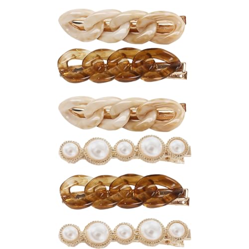 6 Stücke Perle Haarspange für Mädchen, Metall Haarspangen Set Haarschmuck Künstliche Perle Haar Snap Clips für Hochzeit Valentinstag Geschenke von LYITZW