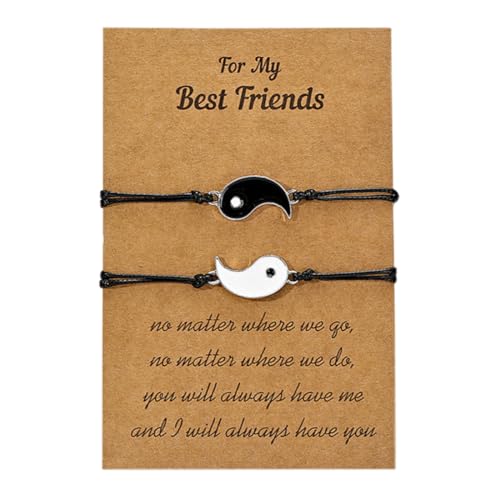 LYITZW 2 Stücke Armband, Yin Yang Verstellbare Schnur Freundschaft Bangle Pärchen, Personalisierte Armbänder für Paare und Bester Freund,Paar Armband, Mutual Matching Couple Armbänder von LYITZW