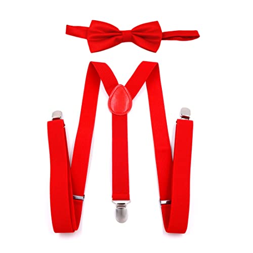 LYITZW Kinder Hosenträger Fliege Sets Hosenträger Fliegen Set Y-Form Einstellbar Hosenträger Verstellbare Fliege und Hosenträger im Set für Jungen und Mädchen von LYITZW