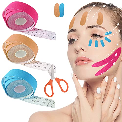 3 Bände Face Tape Wrinkles Schminkles,Anti Falten Pflaster Testsieger,Multifunktional Face Tape Patch,Anti Wrinkle Plasters,Facial Patches Für Stirn Zornesfalte Auge Nasenlinien 2.5Cm*500Cm von LYJOW