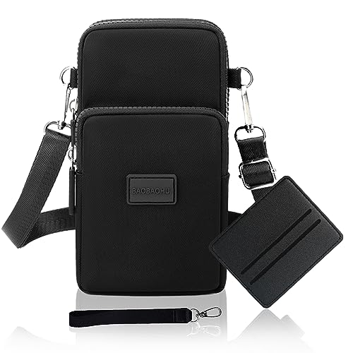 Handytasche Zum Umhängen Damen Handy Tasche Umhängetasche Mit Geldbörse Zum Umhängen Mädchen Mit Kopfhörer Eingang Schultertasche Handytaschen Verstellbar Abnehmbar Schultergurt Armtasche - Schwarz von LYJOW