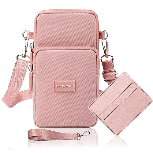 Handytasche Zum Umhängen Damen Handy Tasche Umhängetasche Mit Geldbörse Zum Umhängen Mädchen Mit Kopfhörer Eingang Schultertasche Handytaschen Verstellbar Abnehmbar Schultergurt Armtasche - Rosa von LYJOW