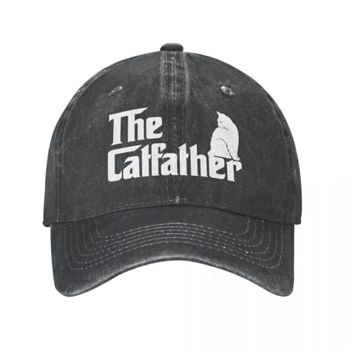 LYLQSSYS Die Catfather Baseballmützen Katze Parodie Vatertagsgeschenk Distressed Baumwollhüte Kappe Retro Outdoor Running Verstellbare Snapback Hut Geschenk von LYLQSSYS