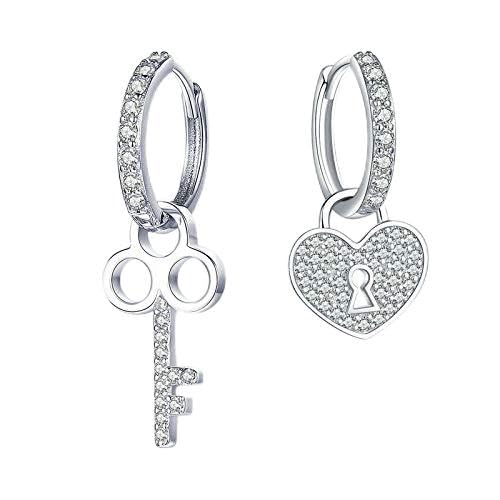 100% Love Heart Shape Key Lock Drop Ohrringe für Frauen Hochzeit Engagement Schmuck, LYLSSSDH von LYLSSSDH