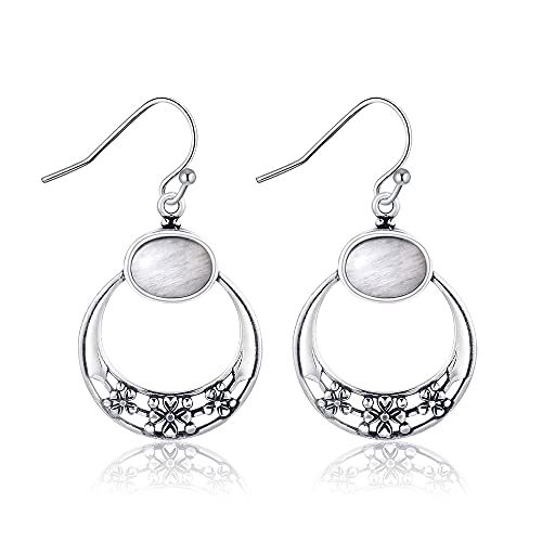 6X8Mm Oval Moonstone Childish Chrysanthemum Anhänger Ohrringe Weibliche Models Party Verlobung Hochzeit, LYLSSSDH von LYLSSSDH