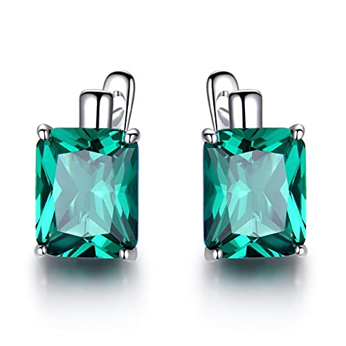 8.0Ct Blue Topaz Edelstein Schmuck Solid Clip auf Ohrringe für Frauen Geburtstag Mode, LYLSSSDH, Smaragd von LYLSSSDH