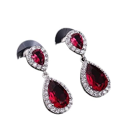 Cellacity 925 Ohrringe für Frauen Feiner Schmuck Wasser Tropfen Gemmelt Party Rubin Saphir Smaragd Ohrentropfen, LYLSSSDH von LYLSSSDH