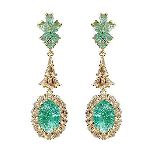 Dangle Ohrring Schmuck Grüne Edelsteine Party Hochzeit Drop Ohrringe für Frauen Braut, LYLSSSDH von LYLSSSDH