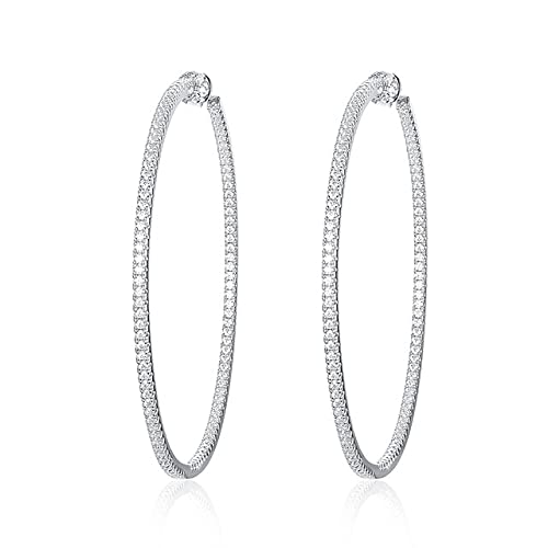 Glänzende Farbe Huge Hoop Ohrringe Cubic Zirkonia Thin Ring Ohrringe Frauen Big Round Hypoallergen, LYLSSSDH, E1008s von LYLSSSDH