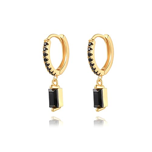 Kleine Schwarze Zirkon Hoop Ohrringe für Frauen Round Circle Piercing Ohrring Schmuck, LYLSSSDH, E26 Bearbeiten von LYLSSSDH