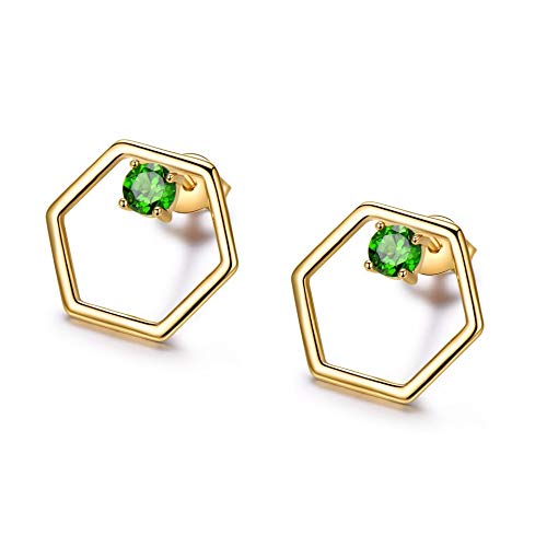 Natürliche Diopside Edelstein Stud Ohrringe Schmuck Grüne Edelsteine Ohrringe für Mädchen Fine Jewelry, LYLSSSDH von LYLSSSDH