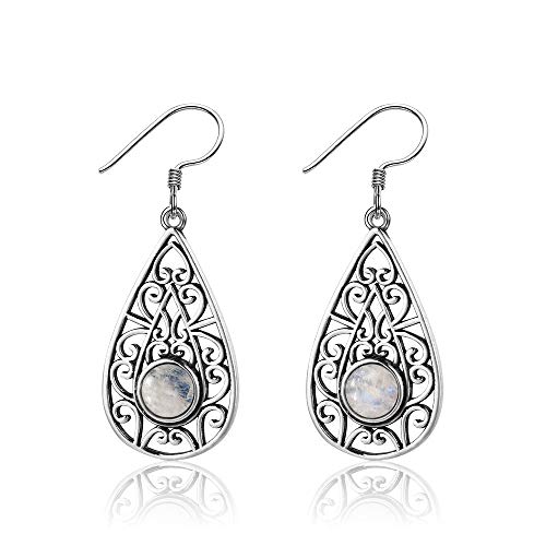 Ohrringe 6Mm Runde Mondstein Textur Stil Anhänger Ohrringe Engagement Party, LYLSSSDH von LYLSSSDH