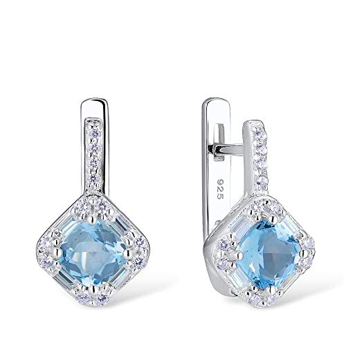 Ohrringe für Frauen Authentic 100% Dazzling Cushion Blue Crystal Ohrringe Schmuck, LYLSSSDH von LYLSSSDH