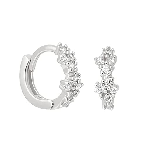 Stil Feiner Schmuck Echt Hoop Ohrringe für Frauen Kristall Zirkon Piercing Ohrring, LYLSSSDH, Silber 2 von LYLSSSDH