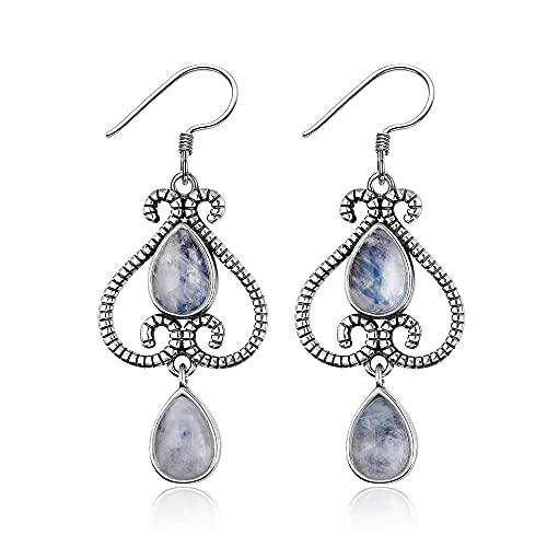 s Ohrringe Ethnische Birnenform 6X9Mm Natürliche Mondstein Ohrringe Hochzeitsfeier, LYLSSSDH von LYLSSSDH