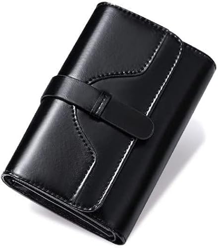 LYLXSF Brieftasche WOM Vintage Leder Crop Wallet Tri-Fold Coin-Geldbörse (Farbe: Schwarz, Größe: a) von LYLXSF