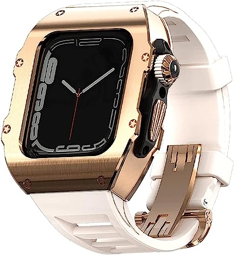 LYLXSF Edelstahl RM Watch Hülle Fluor Gummi -Gurt für 49 mm Titanlünetten Schockproofes Training Band für Frauen Männer, für iWatch 8 49mm von LYLXSF